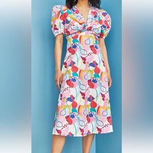 FREE PEOPLE Glamorous Abstract Rainbow Colorful Abstract Print dress Size 6. E51